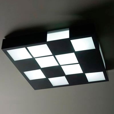 PLAFON XADREZ ACRÍLICO PRETO E BRANCO SALADA CHIC PL4020 APR
