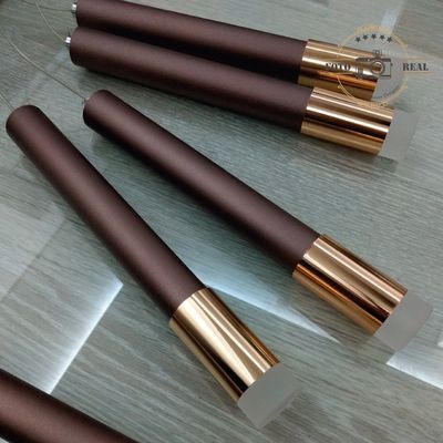 PENDENTE TUBO MARROM DOURADO LED