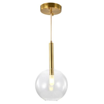 PENDENTE FILÓ BRONZE VIDRO TRANSPARENTE REDONDO - BELLA ILUMINAÇÃO