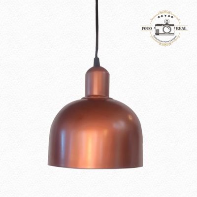 PENDENTE CUPULA METAL COBRE BASE PRETA