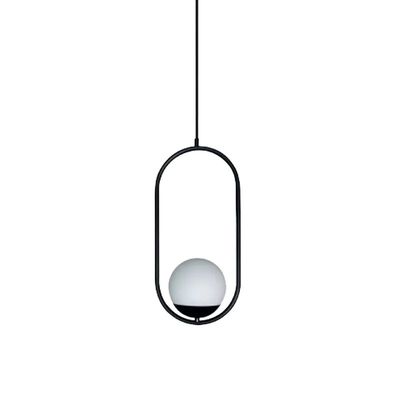 PENDENTE ARCO PRETO BOLA VIDRO OLD ARTISAN