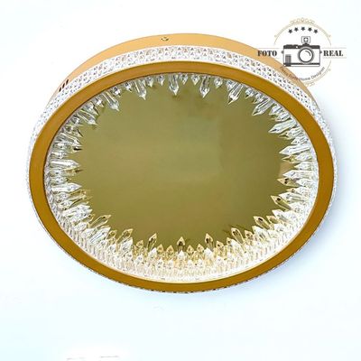 PLAFON REDONDO STALACTITE DOURADO CRISTAL LED