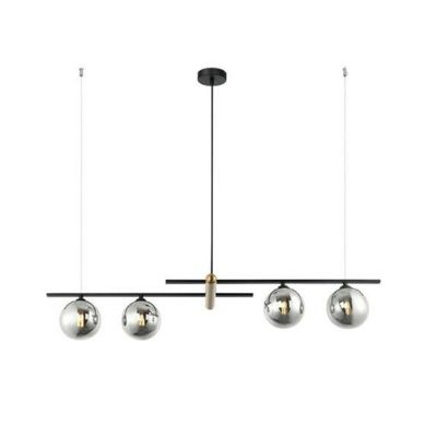 PENDENTE BAMBU PRETO E BRONZE GLOBO FUMÊ - BELLA ILUMINAÇÃO