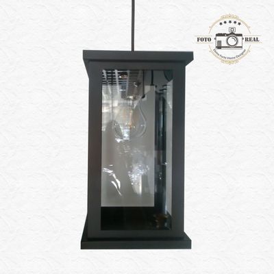 PENDENTE RETRO MARROM COM VIDRO TRANSPARENTE