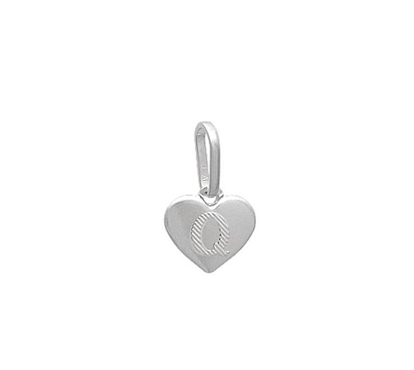 Pingentes letra formato coração em prata 925