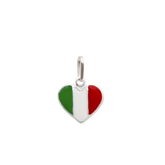 Pingente bandeira Itália em formato de coração prata 925