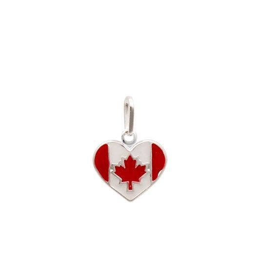 Pingente bandeira Canadaá em formato de coração prata 925