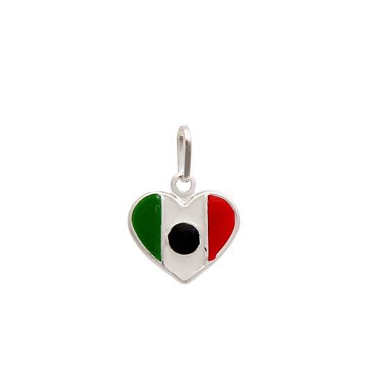 Pingente bandeira México em formato de coração prata 925