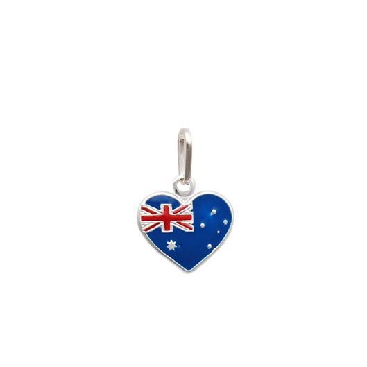 Pingente bandeira Austrália em formato de coração prata 925