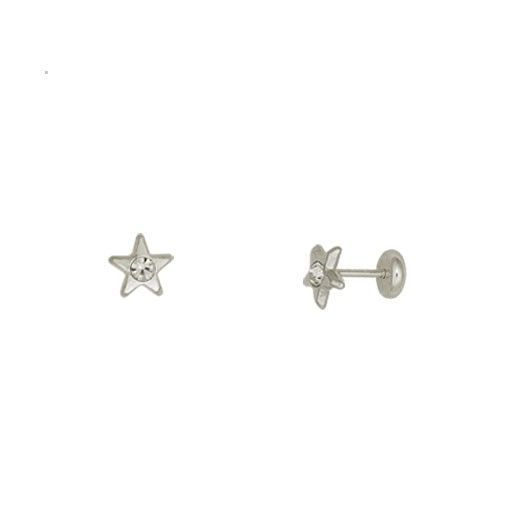 Brinco de Prata Infantil ou segundo furo estrela zircônia prata 925