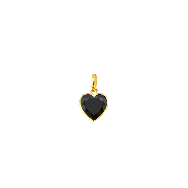 Pingente coração ouro 18k zircônia onix preto 6mm