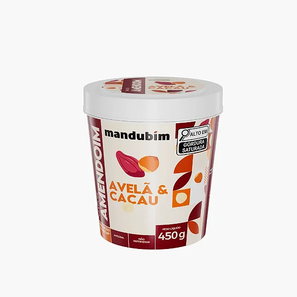 Pasta de Amendoim Integral com Avelã e Cacau - Mandubim - 450g