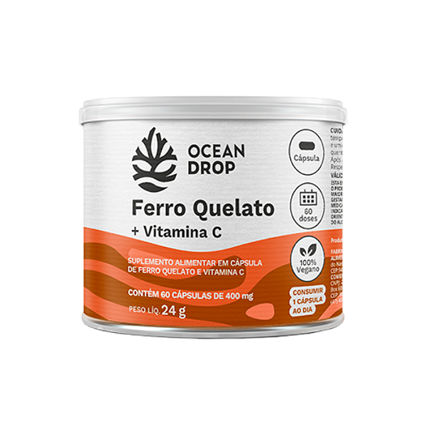 Ferro Quelato + Vitamina C - Ocean Drop - 60caps