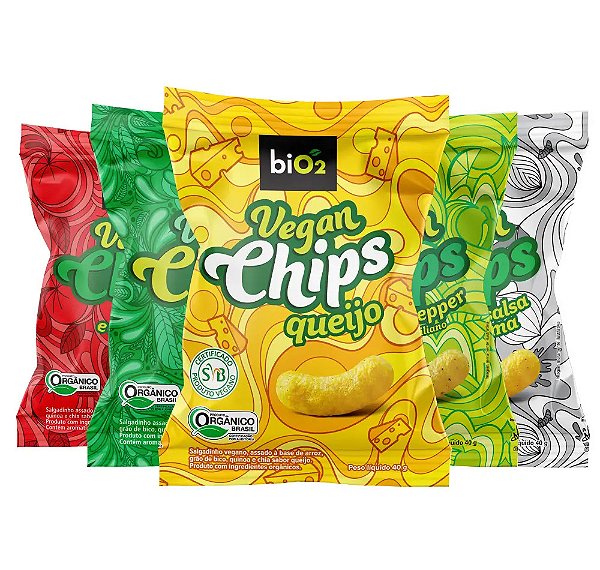 Kit 5 Salgadinho Saudável, Orgânico e Vegano - biO2
