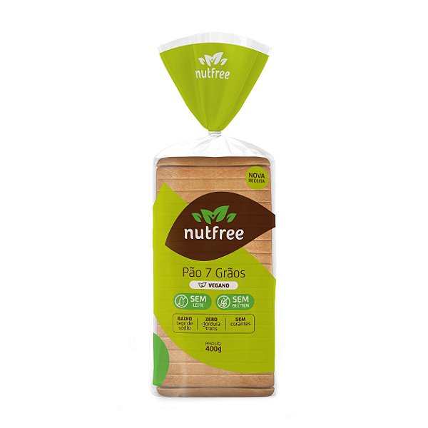 Pão 7 Grãos  - Vegano e Sem Glúten - Nutfree - 400g