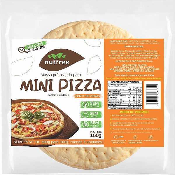 Massa Mini Pizza Vegana Sem Glúten - Nutfree