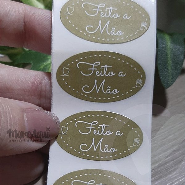 Adesivo Oval Papel | Feito a Mão - 50 unid. (Pronta-entrega)