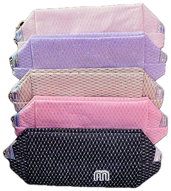 NECESSAIRE GLITTER COM POMPOM