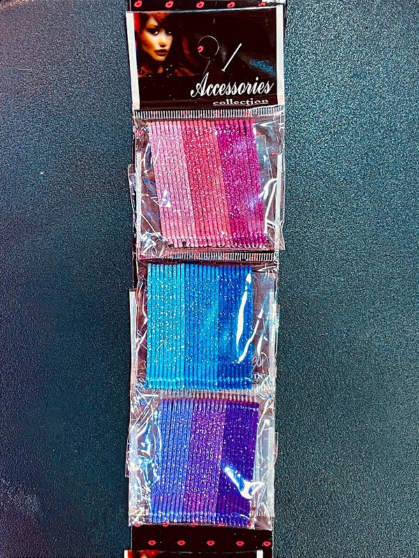 GRAMPO DE CABELO C/24 COLORIDO COM GLITTER