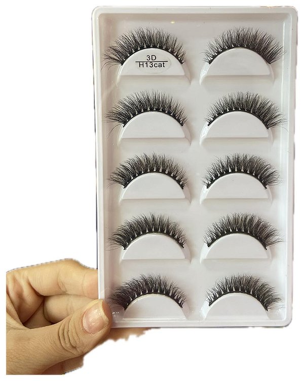 CARTELA C/5 PARES DE CÍLIOS 3D - H13 CAT
