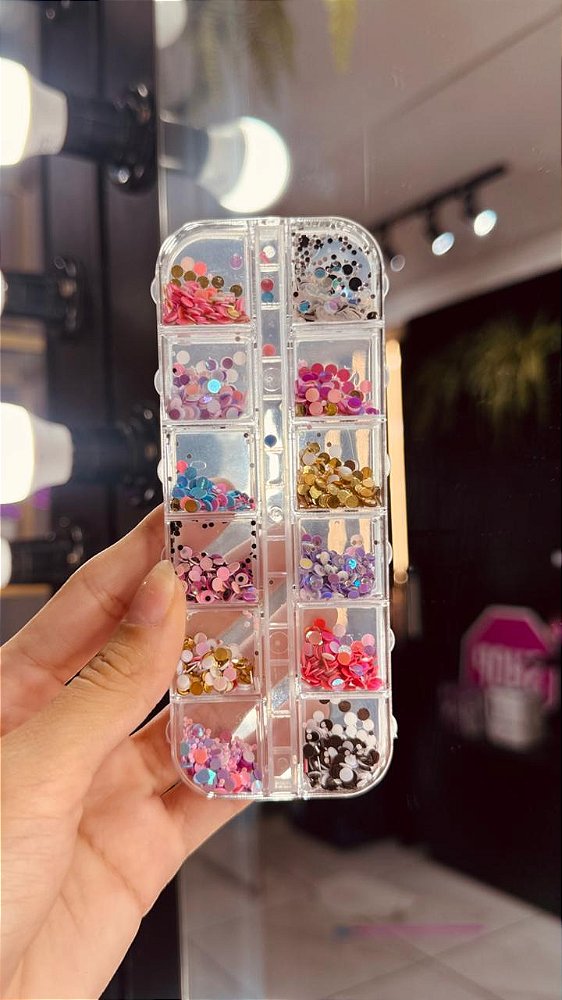 ESTOJO COM PEDRINHAS COLORIDAS