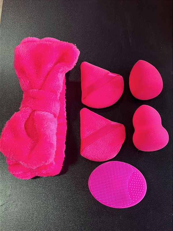 KIT 4 ESPONJAS + FAIXA DE CABELO