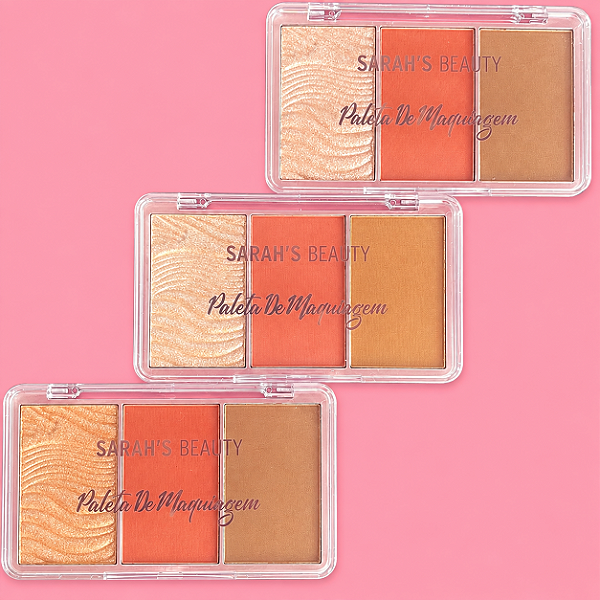 TRIO BLUSH, CONTORNO E ILUMINADOR SARAH'S BEAUTY