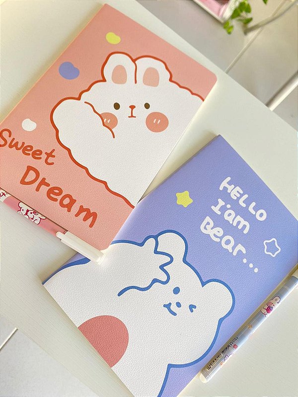 Caderno Pautado Coelho e Urso