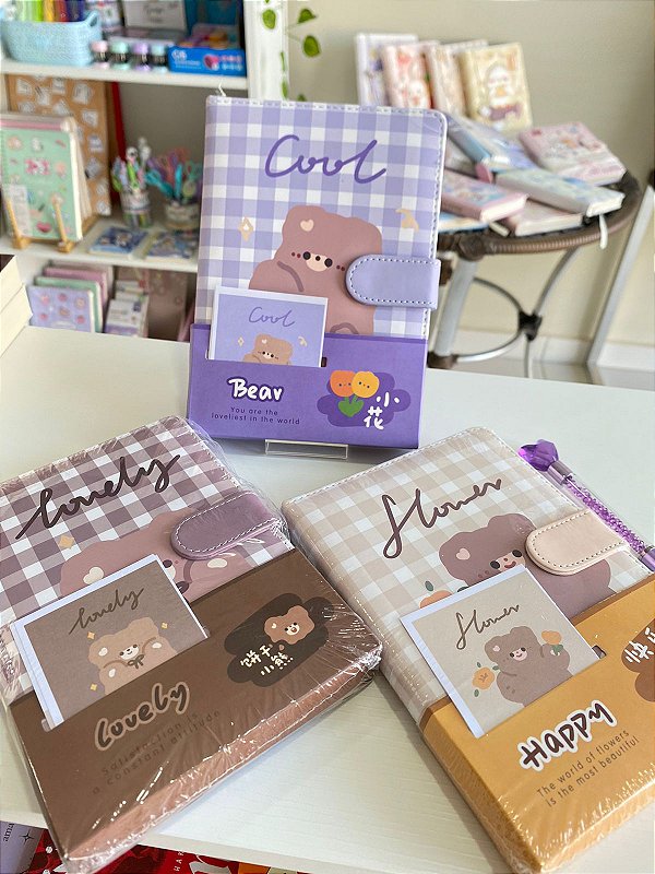 Caderno Luxo Urso Xadrez