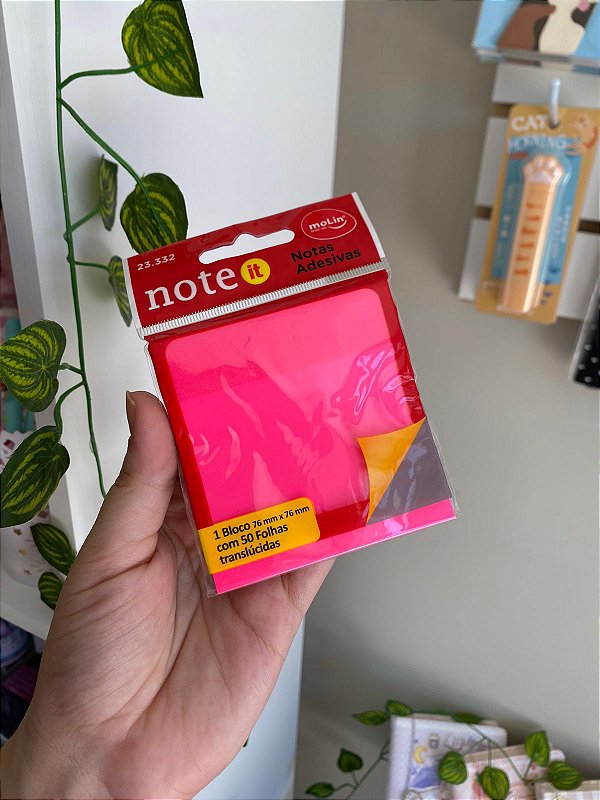 Bloco Autoadesivo Transparente Rosa