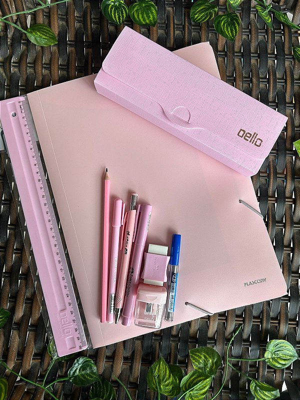 Kit Escolar Básico Rosa