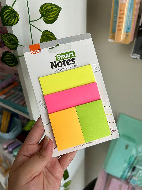 Bloco Autoadesivo Smart Notes Colorful Neon BRW