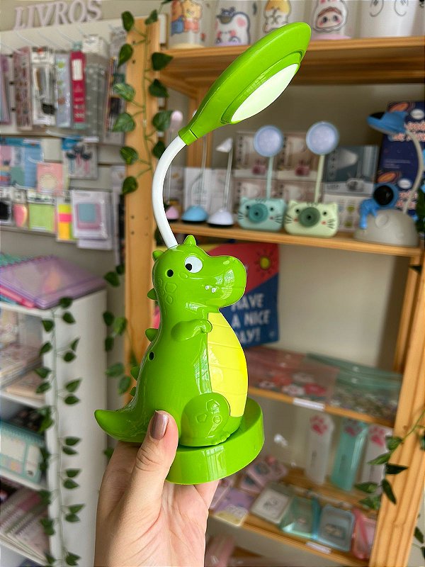 Luminária Dinossauro Com Apontador e Porta Canetas
