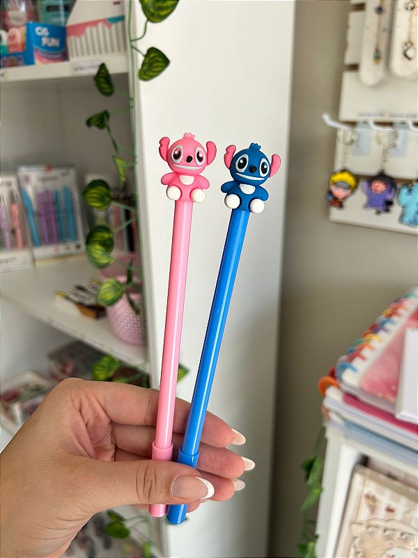 Caneta Fofa Stitch e Angel
