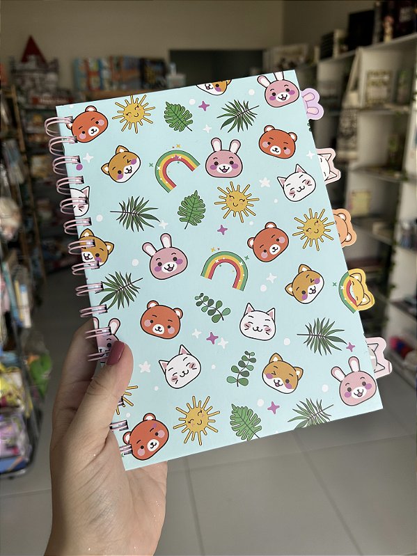 Caderno A5 Kawaii Capa Dura 5 Divisórias Plastcover