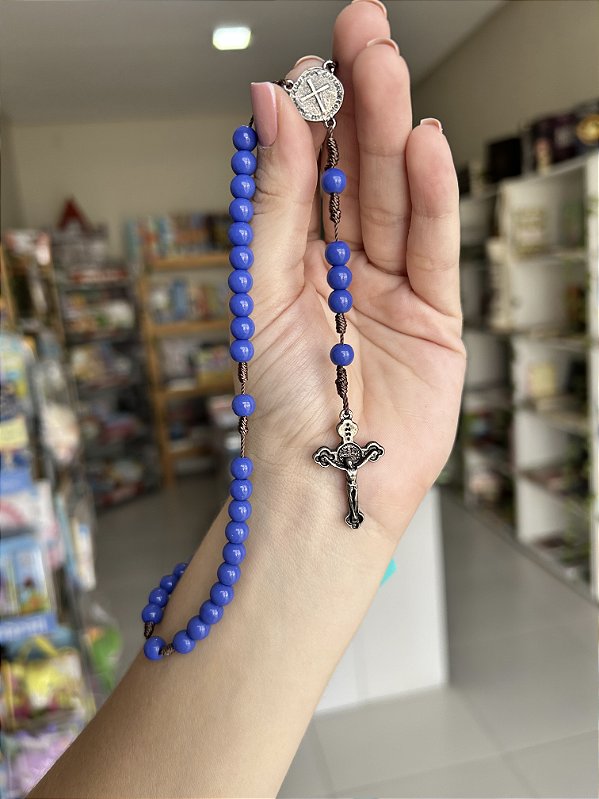 Terço em Porcelana Azul