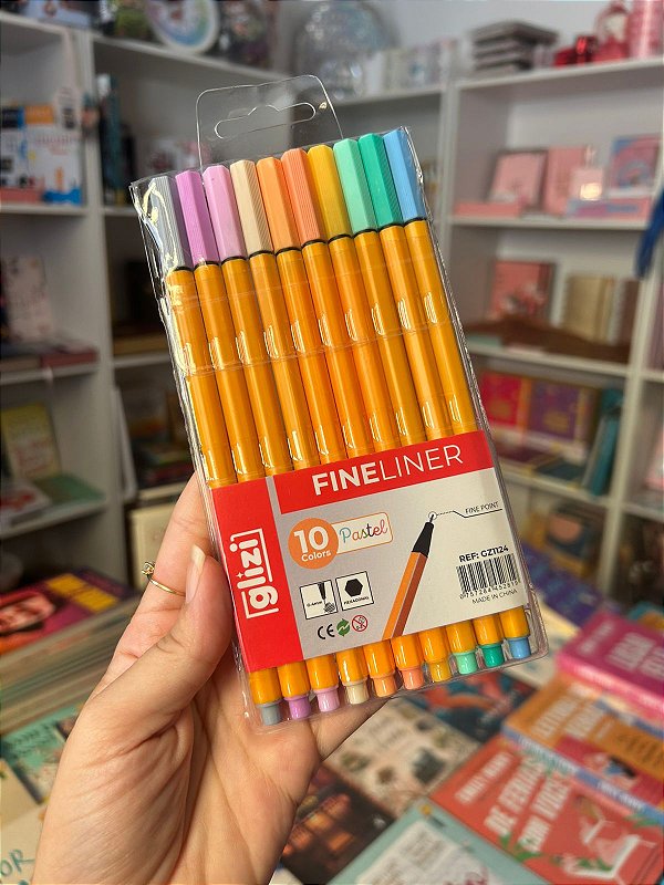 Kit 10 Canetas Fine Line Tons Pastéis