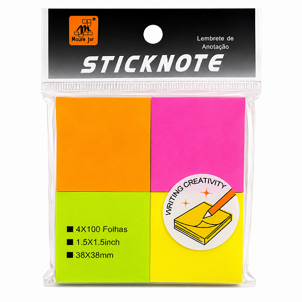 Kit 4 Blocos Autoadesivos Neon