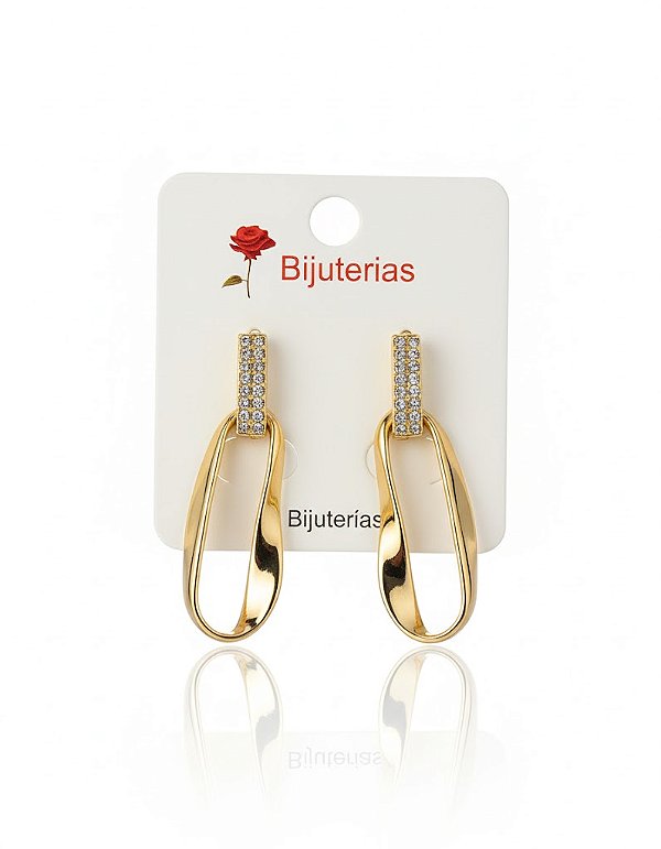 Brinco Oval Torção Dourado Bijuteria