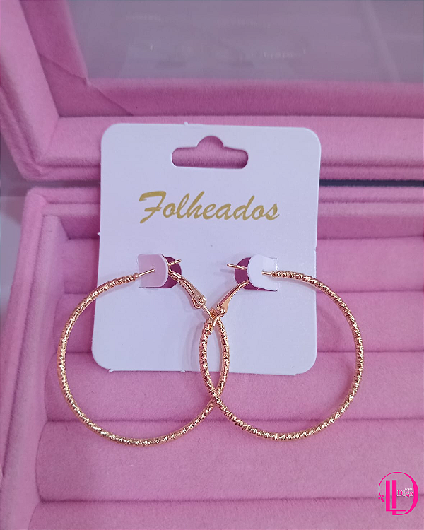 Conjunto de Argolas Dourada Texturizada