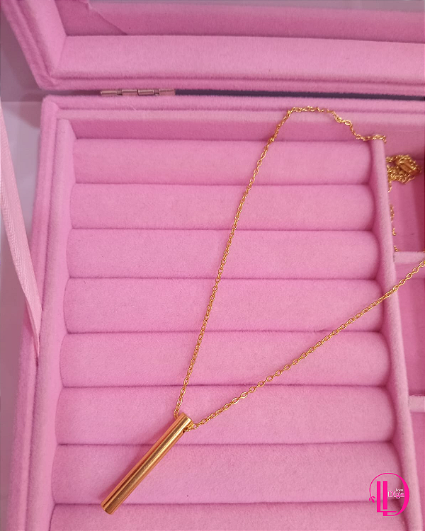 Colar Pingente Barra Dourado Minimalista