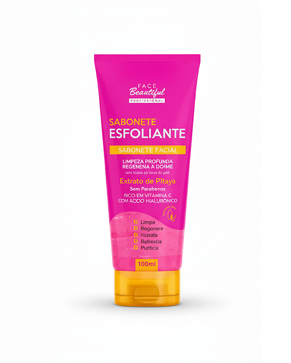 Sabonete Esfoliante Facial Extrato de Pitaya 100ml - Face Beautiful