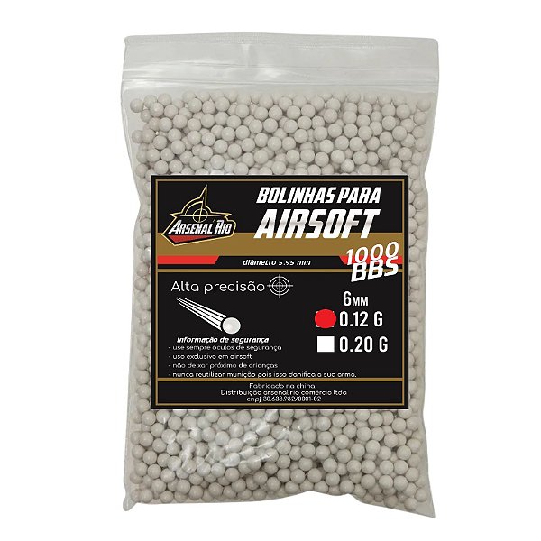 Bbs Munição Airsoft 1000un 0.12g Esfera 6mm