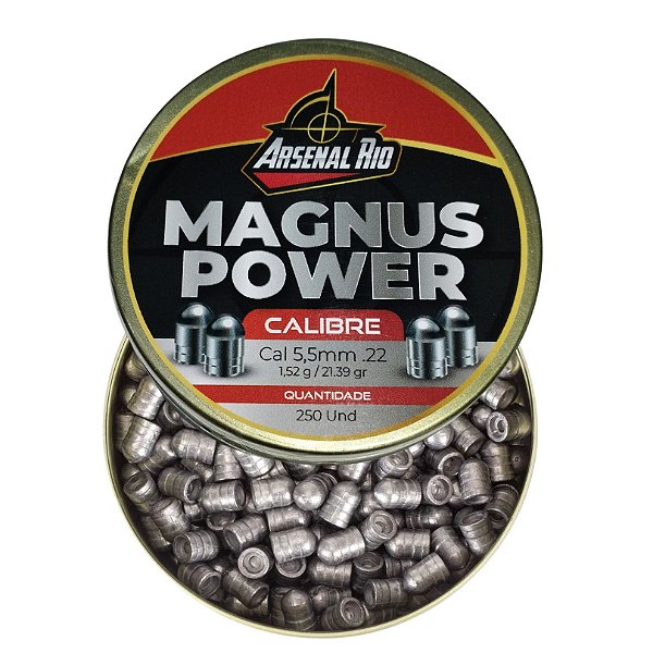 Chumbinho Magnus Power 5.5mm 21,39gr 250 Unid Arsenal Rio
