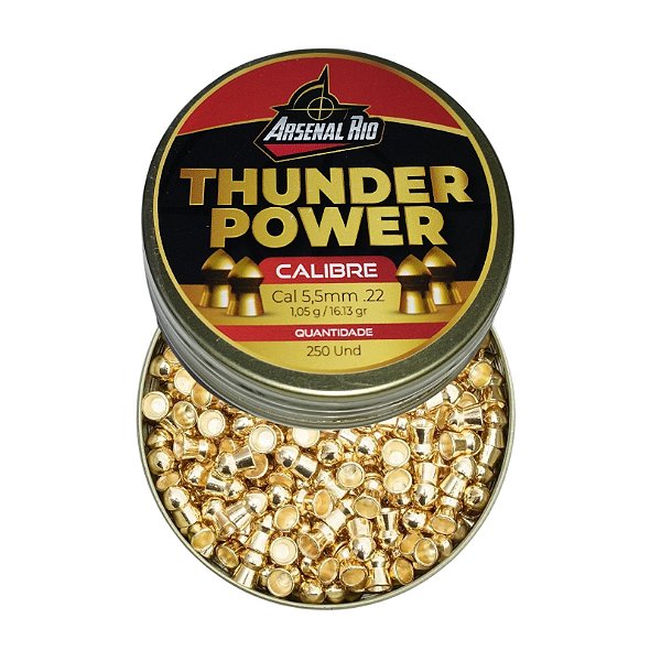 Chumbinho Thunder Power 5.5mm 16,13gr 250 Unid Arsenal Rio