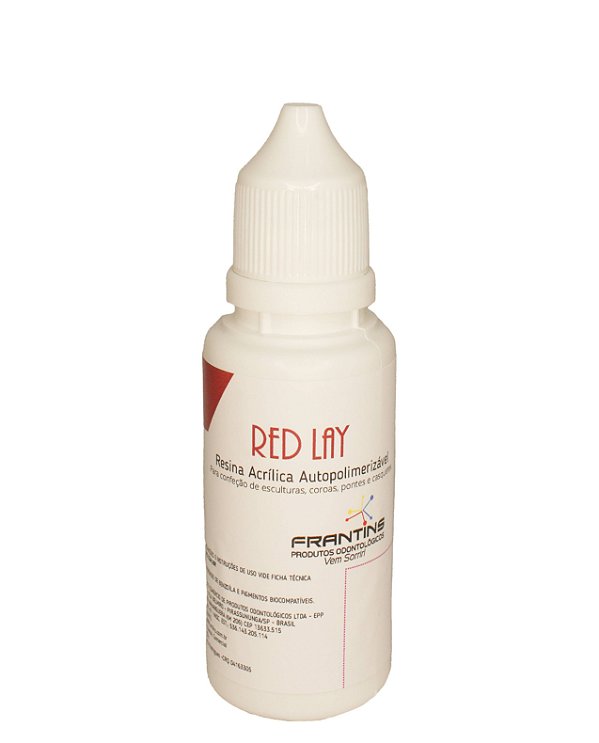 Resina Acrílica Frasco Red Lay 25g – Autopolimerizável para Moldagens e Próteses