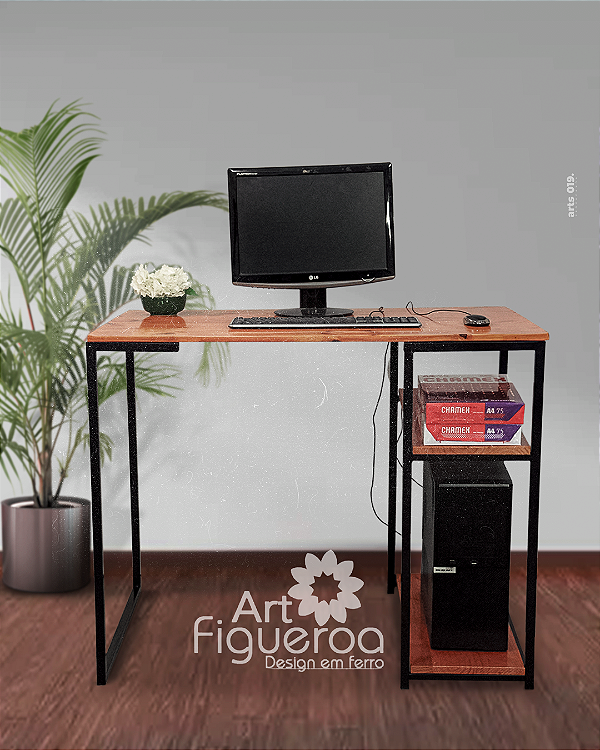 Mesa De Escritório 2 Prateleiras Home Office Moderna 100Cm