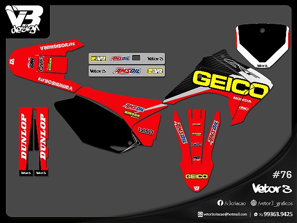 Kit gráfico adesivo CRF 230 3M Enduro e Motocross