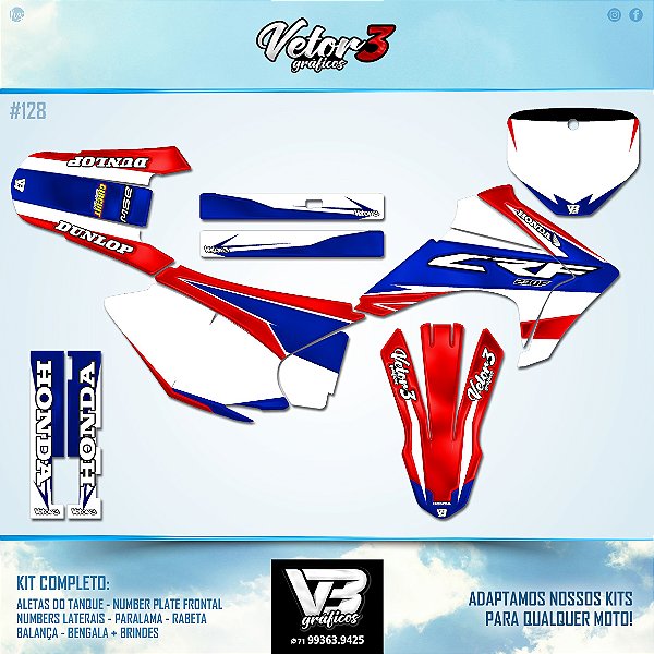 Kit gráfico adesivo CRF 230 3M Enduro e Motocross