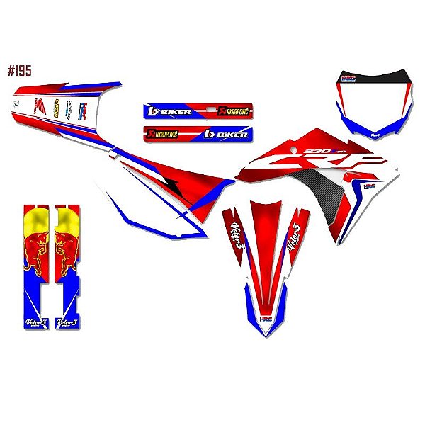 Kit gráfico adesivo CRF 230 3M Enduro e Motocross